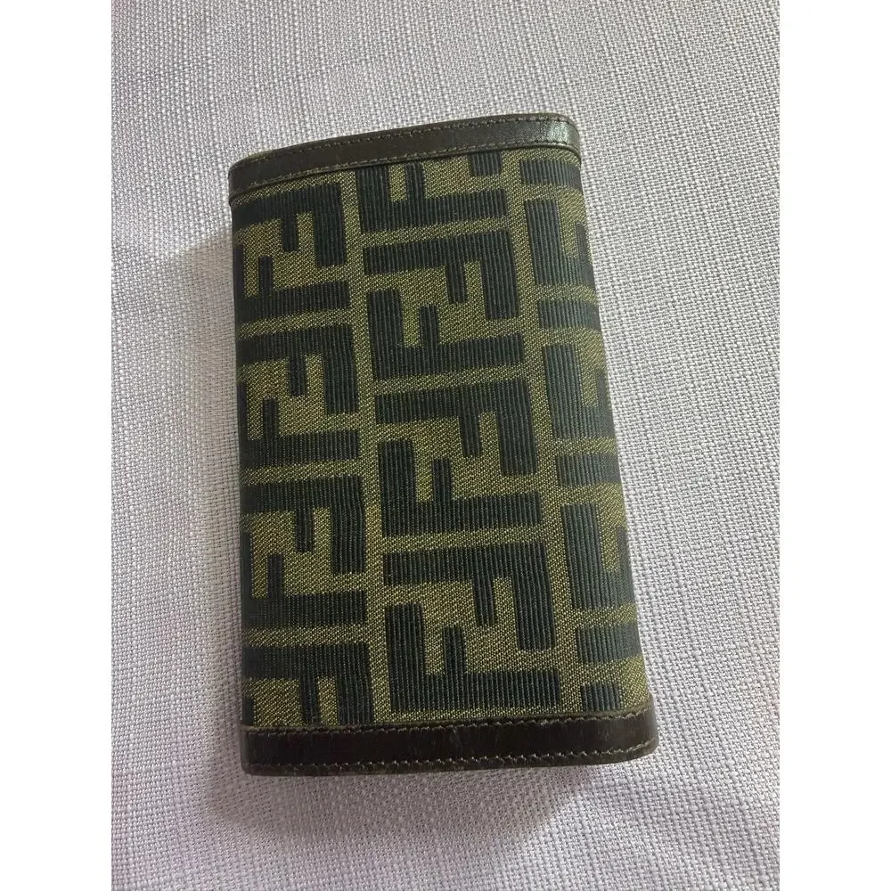 Canvas and leather bifold wallet, Fendi Zucca monogram